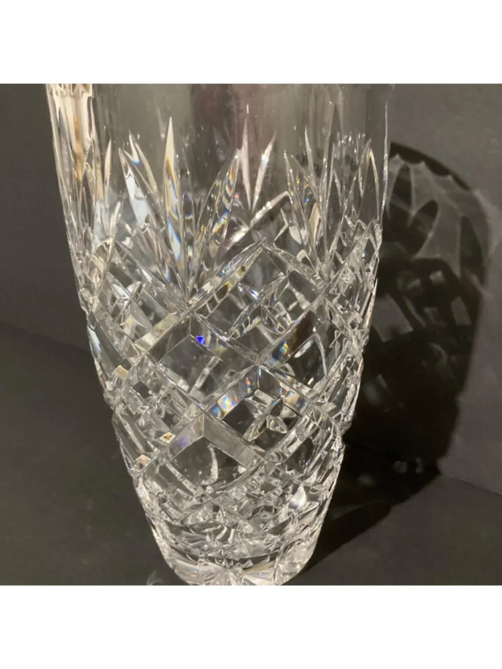 Ceska Hand-Cut Crystal Vase With Intricate Diamond Cut